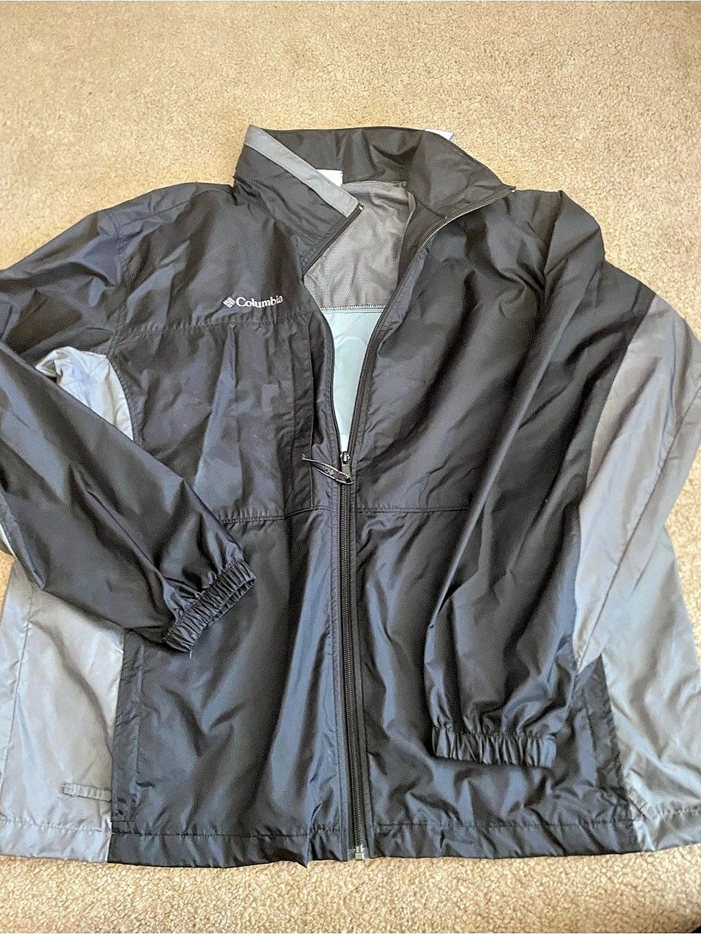 Columbia Men’s Lightweight Windbreaker Black Gray XL Like New